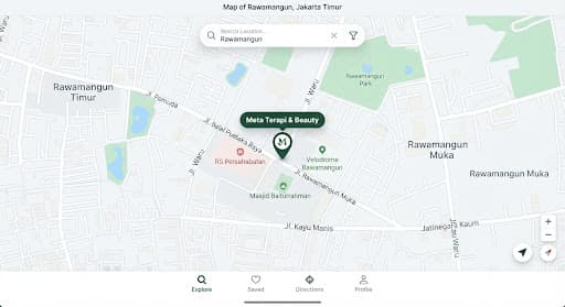 Peta lokasi Meta Terapi & Beauty di Rawamangun, Jakarta Timur